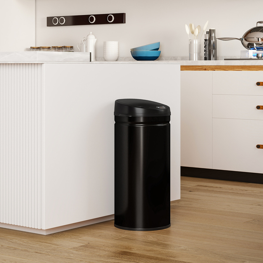 HOMCOM Sensor-Mülleimer aus Edelstahl mit Soft-Close-Deckel und Bewegungssensor, Schwarz, 42 l - Bild 2