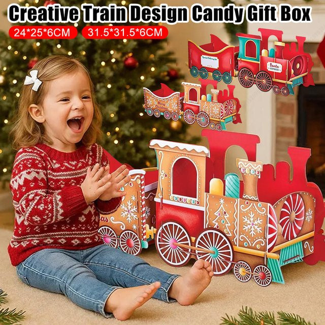 APWIKOGER Weihnachtliche Zug-Geschenkbox aus Papier in Multicolor für Süßigkeiten und DIY-Dekoration - Bild 1