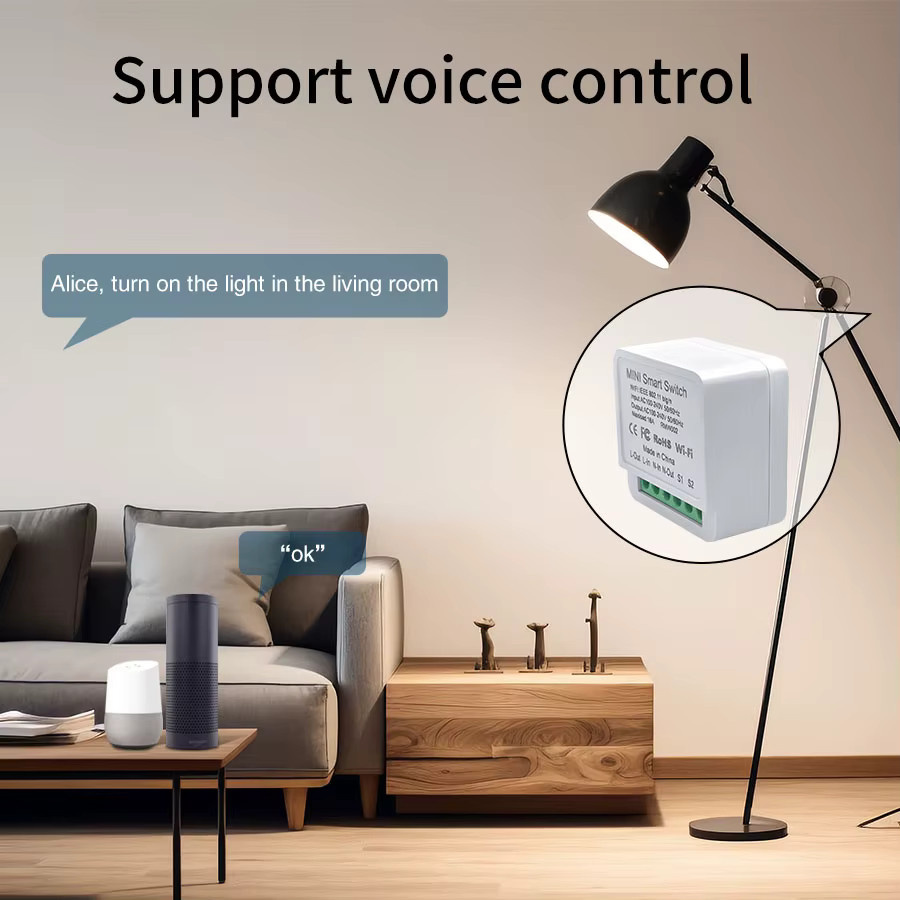 GGBEE Mini WiFi Smart Switch Automatisierungsmodul mit Cozylife App Fernbedienung und Timer für Alexa und Google Home, Weiß - Bild 2