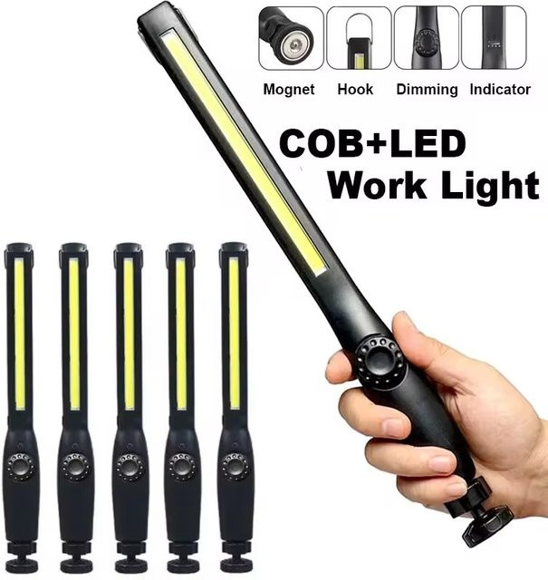 NEWBIRTH COB Tragbarer LED-Arbeitsscheinwerfer Magnetisch Schwarz für Autoreparatur, Garage und Zuhause - Bild 1
