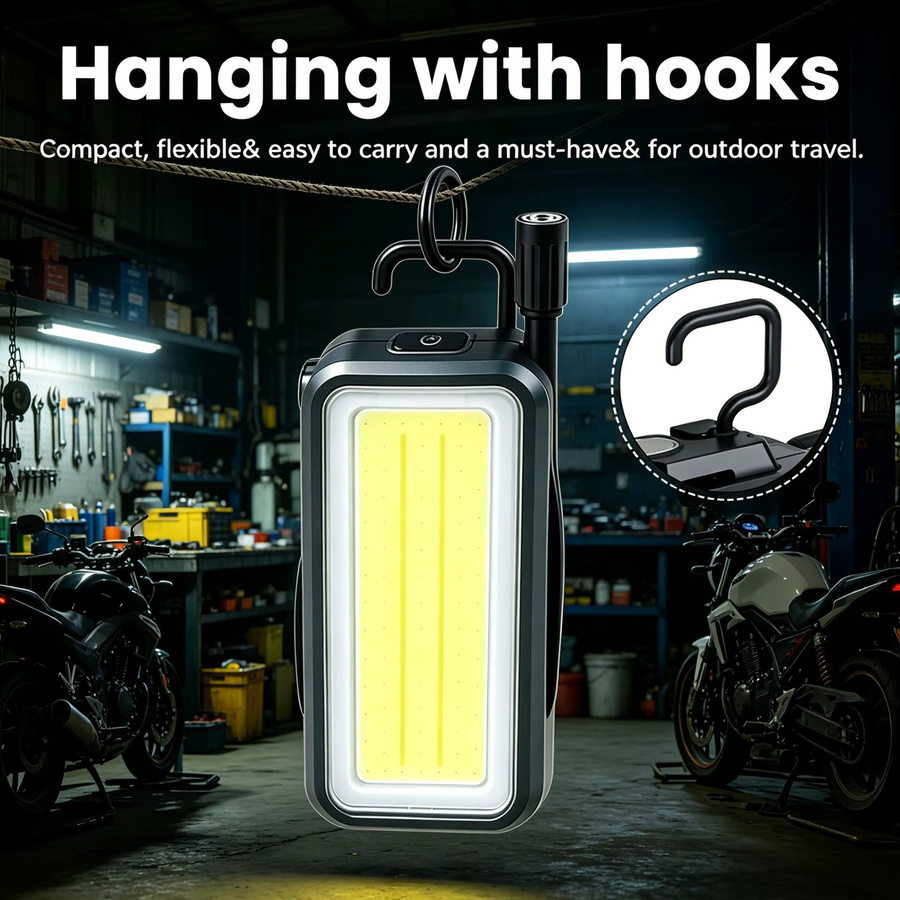 BALDR Multifunktionale Campinglampe in Schwarz mit Akku, Magnetischem Haken und Stiftclip als Arbeitsleuchte für Garten und Outdoor-Einsätze - Bild 3