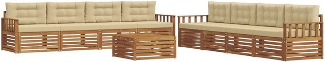 vidaXL Outdoor-Sofagarnitur aus Akazienholz in Natur und Beige, 9-teiliges Set mit Tisch und Kissen - Bild 1