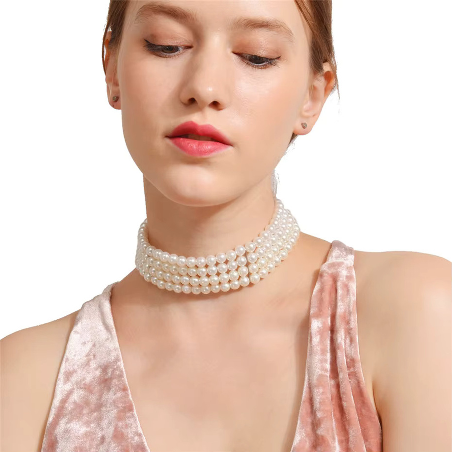 IngeSight Halskette, Multi Layered, Simulierte Perle, Choker, Damen - Bild 2