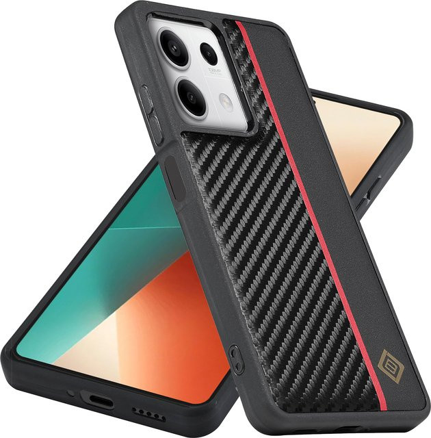 Stoßfeste Xiaomi Handyhülle in Carbon-Optik aus PU-Leder, Farbe Schwarz - Bild 1
