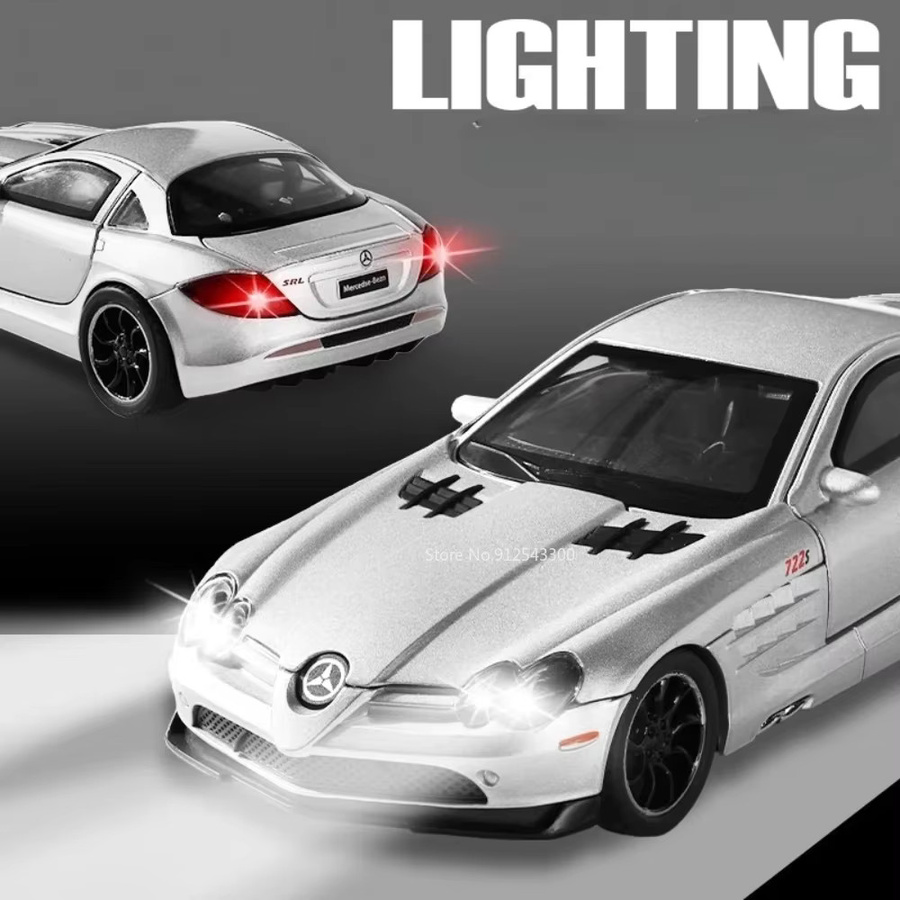 RMZ city SLR 772S E300L Sportwagenmodell, 1:32, Metall, mit Licht und Musik - Bild 3