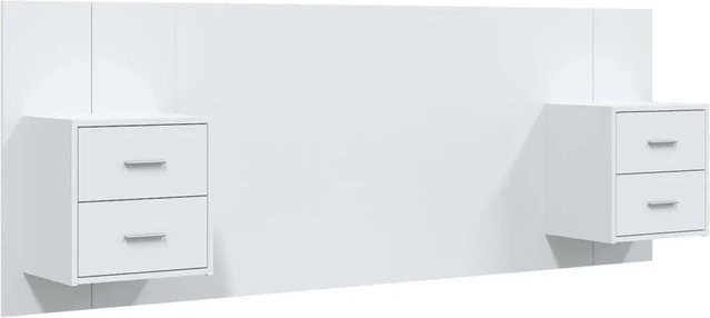 vidaXL Kopfteil mit 2 Nachttischen in Weiß aus Holzwerkstoff im klassischen Design - Bild 1