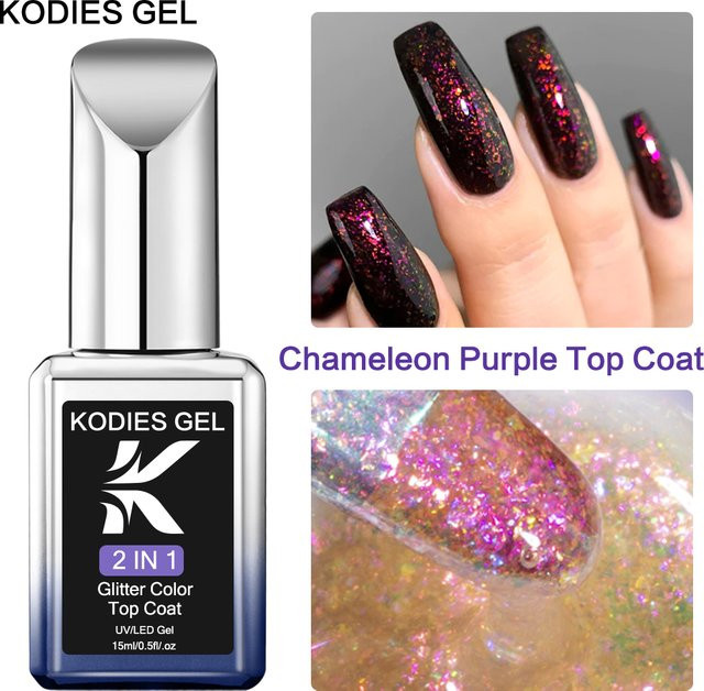 Kodies Aurora Top 03 Gel Nagellack, Opal Dec Klack UV Gel Finish - Bild 1