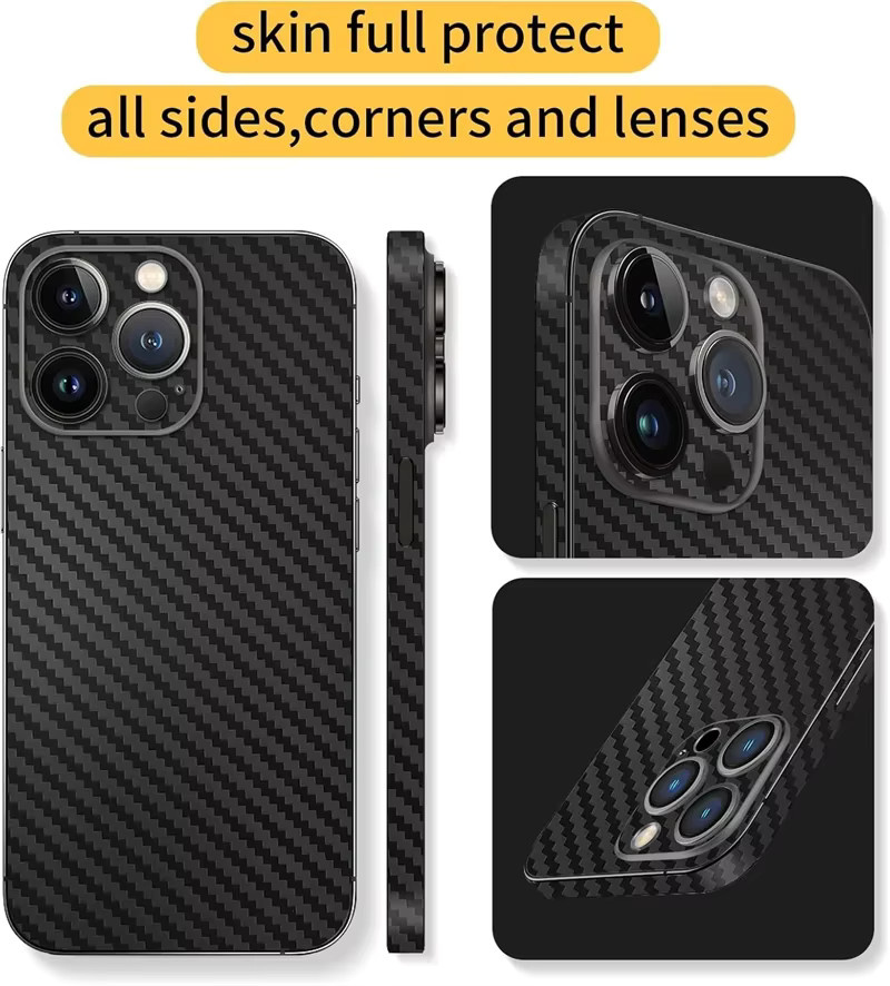 NMEGOU Abreißbare Kohlefaser-Hauthülle für iPhone 17 Air in Schwarz und Multicolour - Bild 3