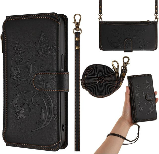 Leder Klapphülle für Xiaomi Poco X8 Pro Max X7 X6 X5 X4 X3 Neo GT NFC 5G mit Kartenfach und Portemonnaie in Schwarz - Bild 1