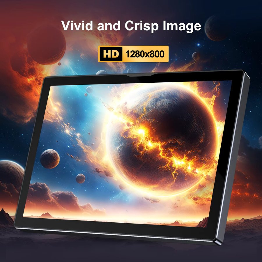 Unew 8 Zoll Touch-Monitor mit HDMI, 1280x800 Auflösung, Breitbild 16:10, Lautsprecher und Lüfter, Schwarz - Bild 2