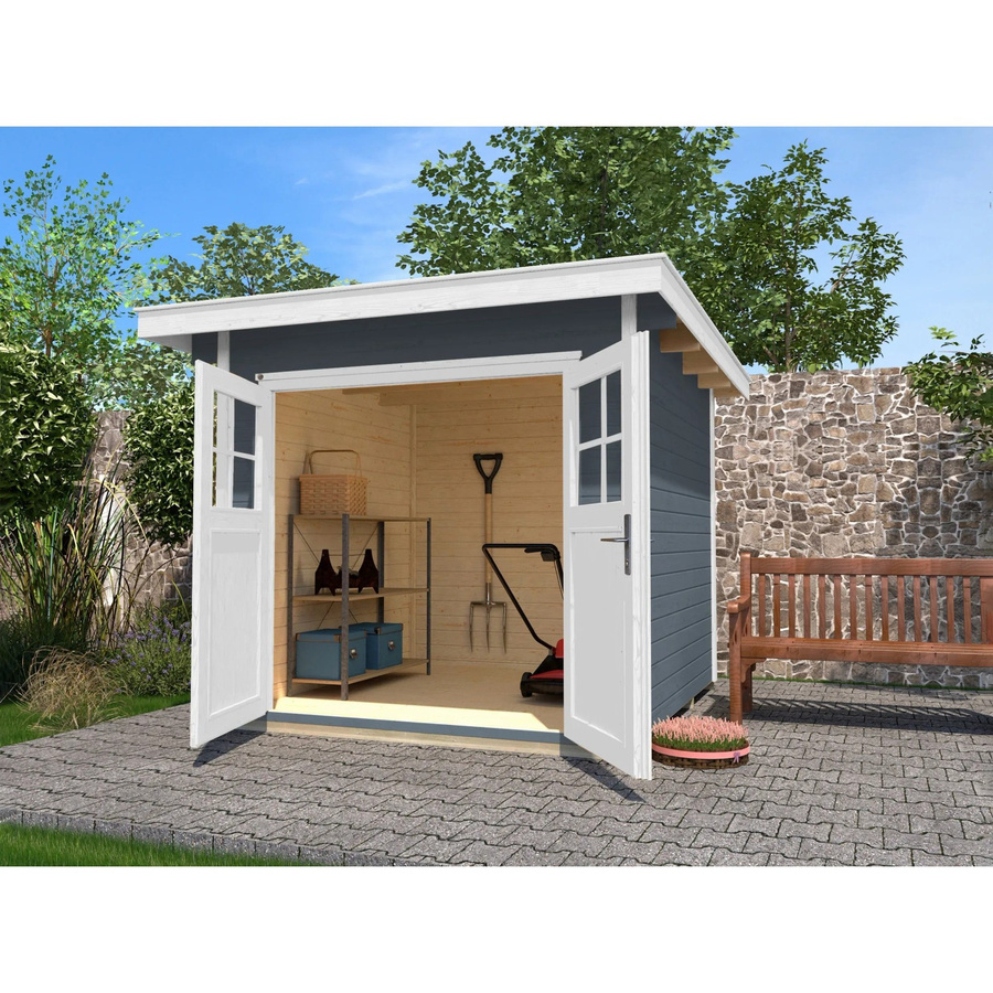 WEKA Gartenhaus aus Massivholz mit Flachdach in Grau, B/H/T: 354 x 224 x 311 cm - Bild 2