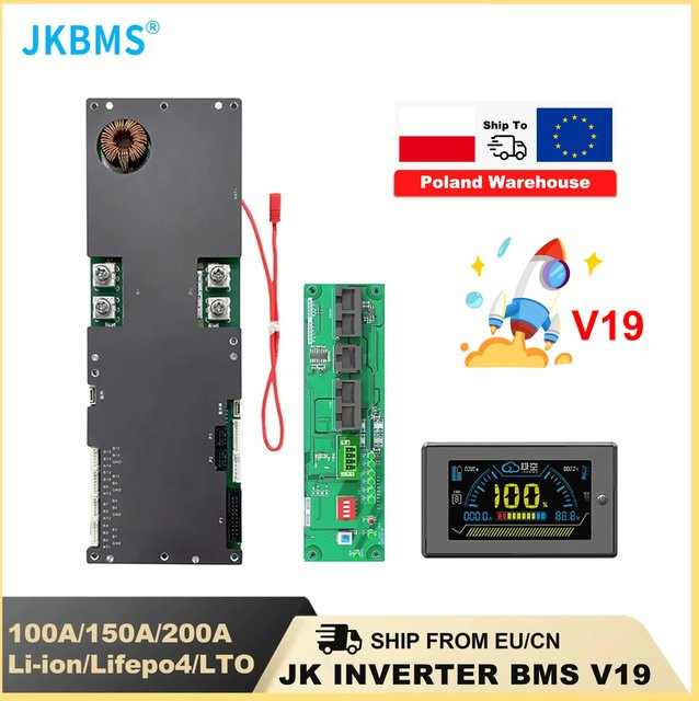JKBMS JIKONG V19 Smart Inverter BMS PB2A16S20P für Lifepo4, Li-ion und LTO in Schwarz - Bild 1