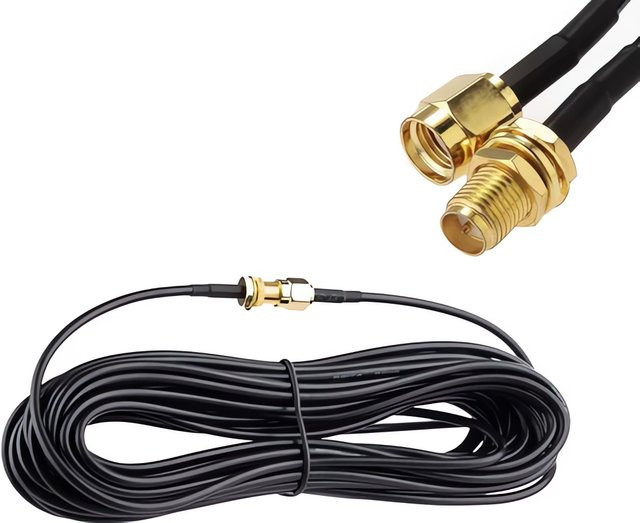 RFProMaker Koaxial-Verlängerungskabel mit RPSMA-Stecker auf SMA-Buchse, Schwarz, für WiFi-Netzwerkkarte und Router-Antenne (RG174) - Bild 1