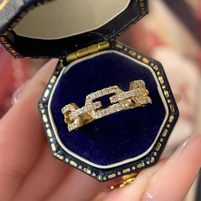 Huitan Mode Ringe, Messing, Gold, Zirkonia, Damen - Bild 1