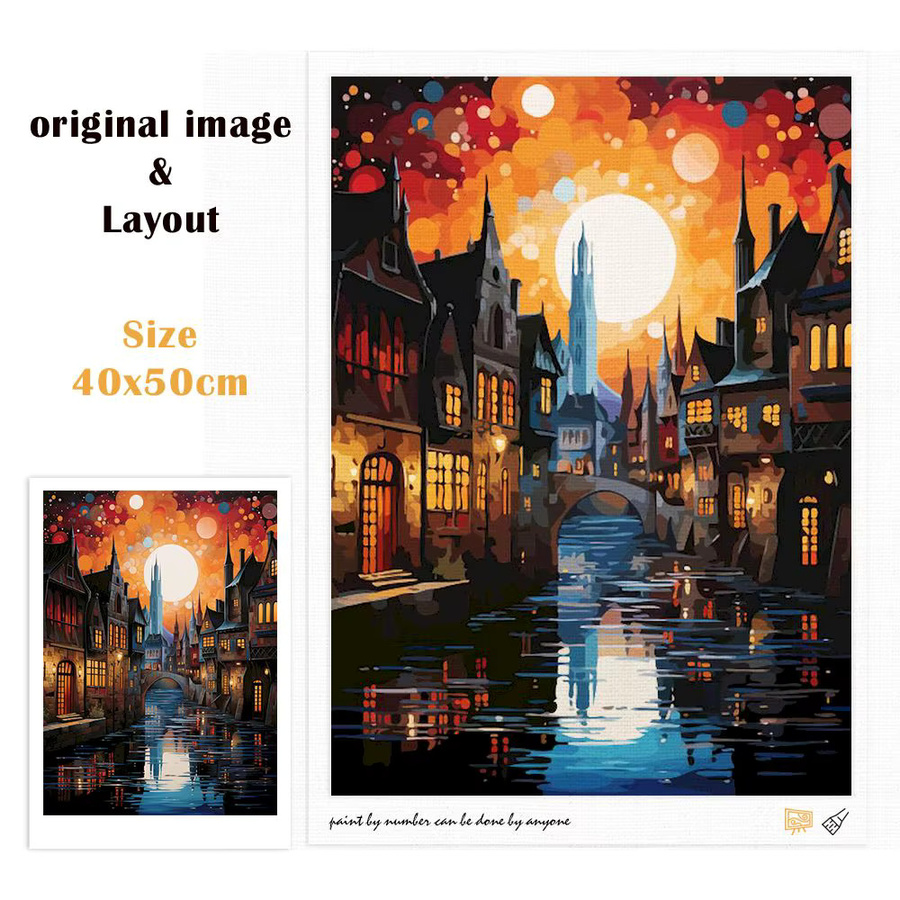 GATYZTORY Malen nach Zahlen Set Dark River Castle Moderne Kunst DIY Set für Erwachsene - Bild 2