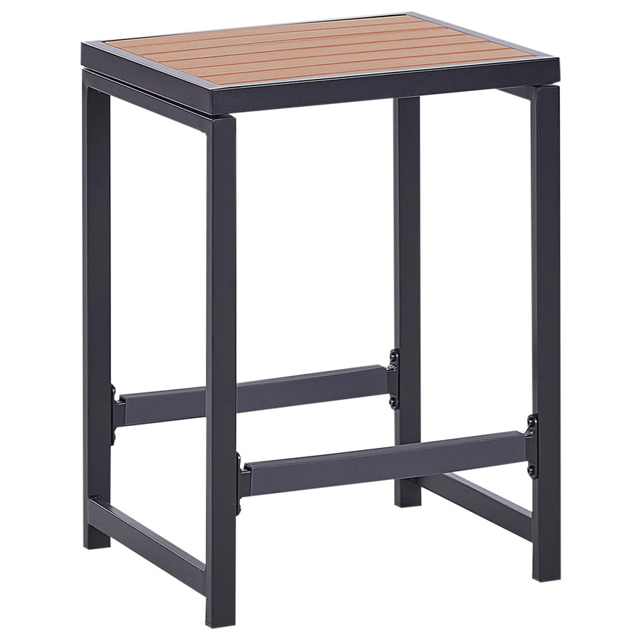 Beliani Hocker Schwarz und Heller Holzfarbton, B/T/H: 38 x 40 x 61 cm - Bild 2