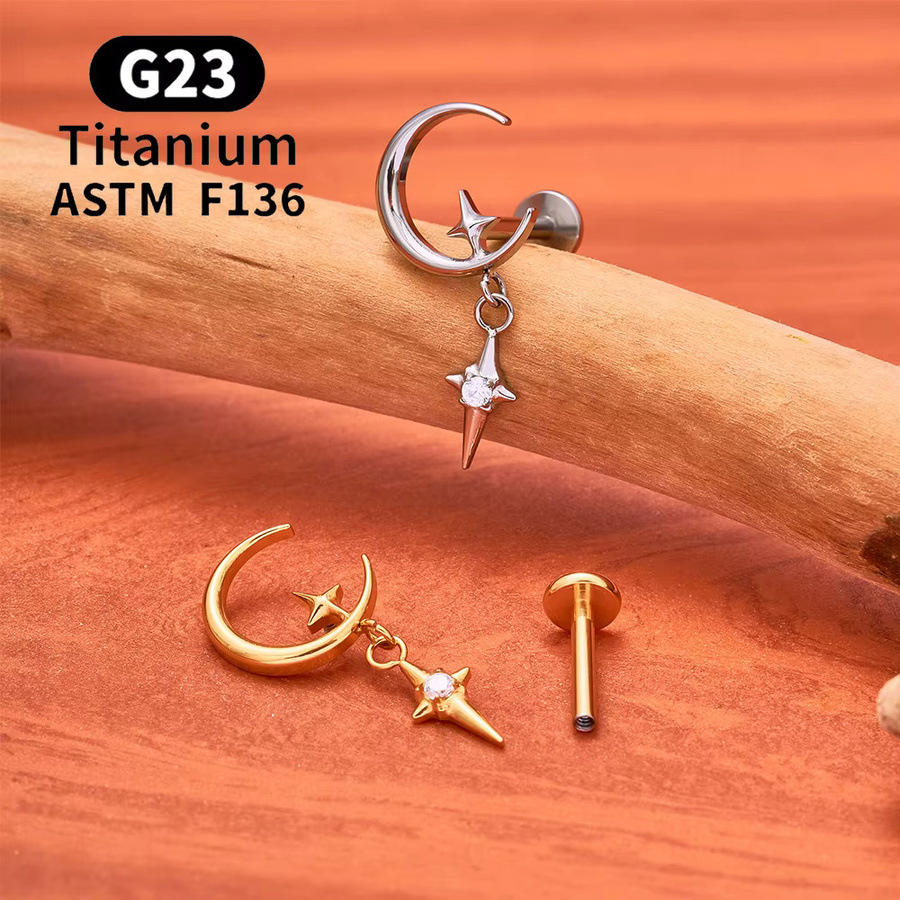 UHERA Ohrstecker Mond-Design, Titan, Zirkonia - Bild 2
