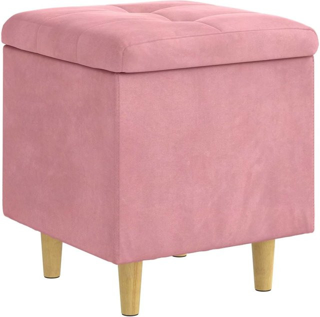 vidaXL Aufbewahrungsottomane mit Kissen aus Samt in Rosa, B/T/H: 40 x 40 x 45 cm - Bild 1