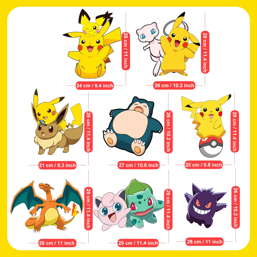 8 Stück Pokemon Party-Dekorationsschilder von Potdemiel in Mehrfarbig für Geburtstag und Außendekoration - Bild 4
