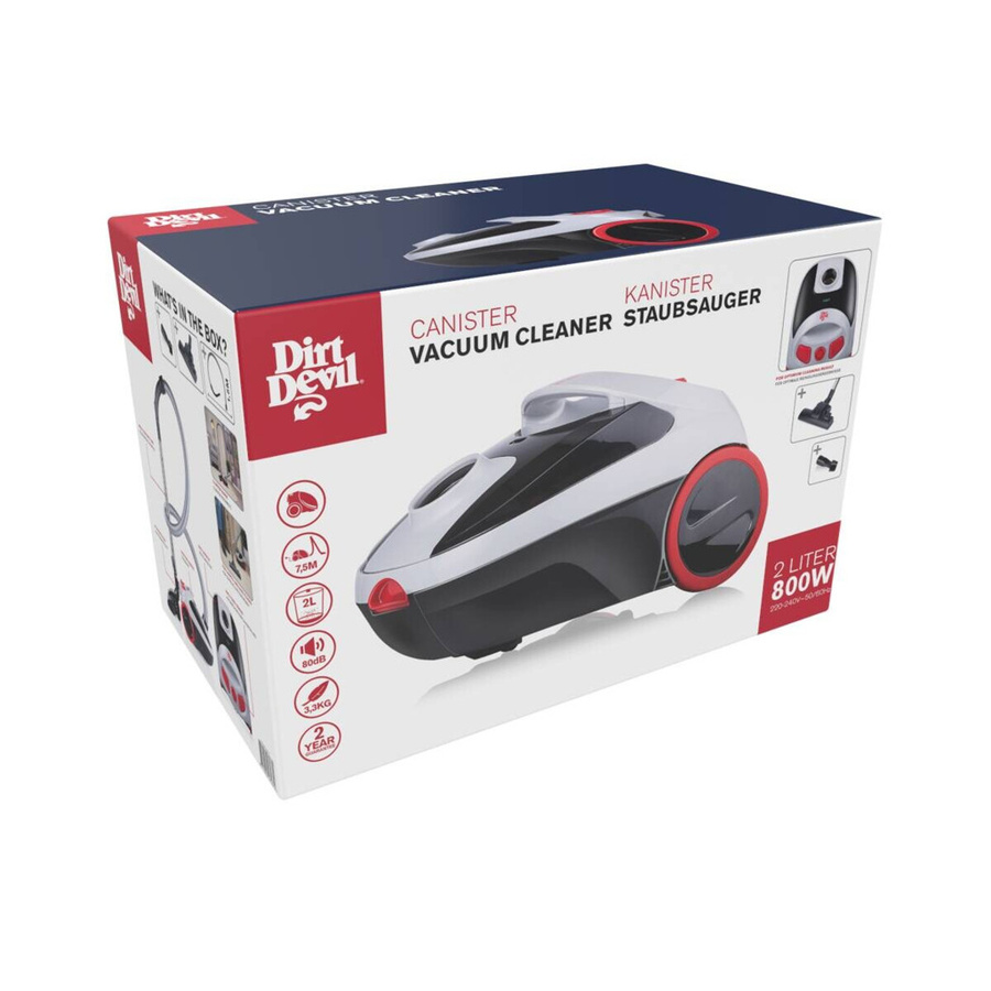 Dirt Devil Staubsauger mit Beutel DD2001, 800W, rot schwarz grau, B/T/H: 25,2 x 25,2 x 32,2 cm - Bild 3