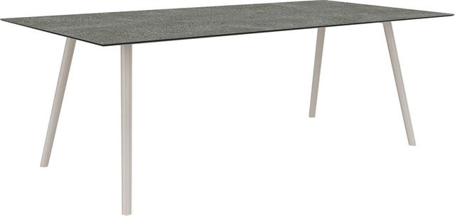 Stern Tisch Interno mit konischem Rundrohr-Aluminiumgestell in Greige und Silverstar 2.0 Flint Tischplatte, B: 220 cm, T: 100 cm, H: 75 cm - Bild 1