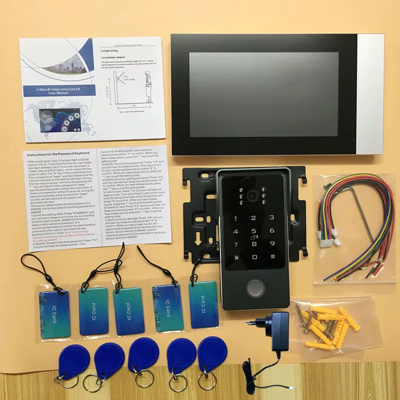 AJXML 2-Draht-Video-Gegensprechanlage mit 7-Zoll-Touchscreen, 1080P WLAN, Tuya-App-Steuerung und IC-Kartenfunktion in Schwarz - Bild 4