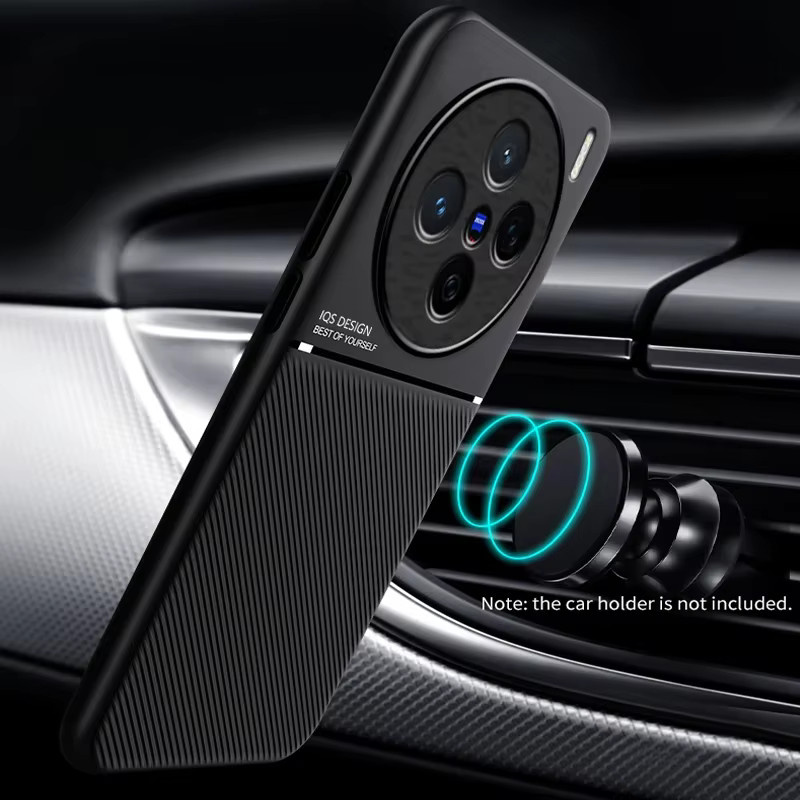 Vivo Handyhülle mit Linsenschutz und integrierter Metallplatte aus weichem Silikon in Schwarz für X90 X100 X200 Ultra X200T X300 Pro - Bild 1
