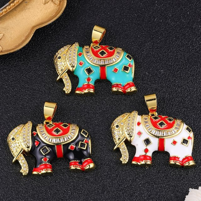Juya Anhänger, Elefant, Emaille, Gold, Unisex - Bild 1