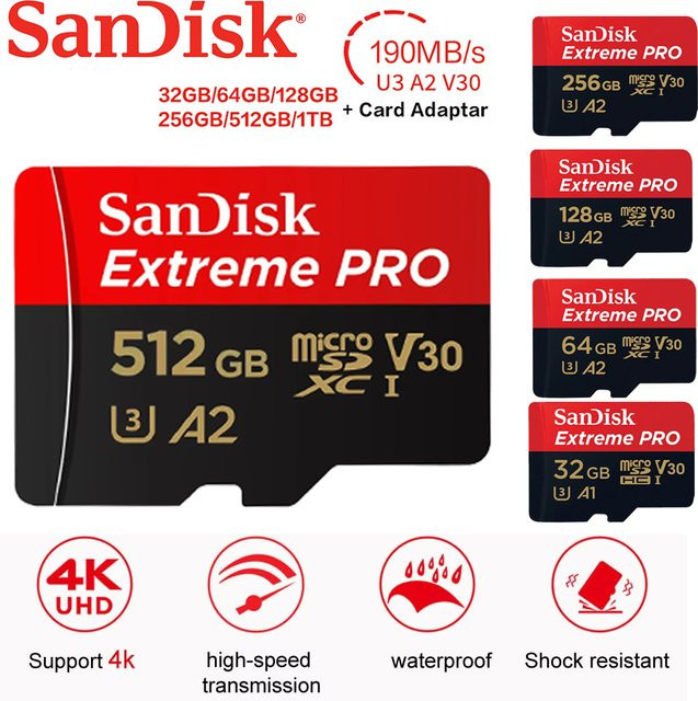 SanDisk Extreme PRO Micro SD Speicherkarte V30 UHS-I U3 Klasse 10 in Rot - Bild 1
