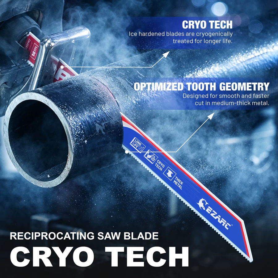 EZARC 5er Set Bi-Metall Säbelsägeblätter Cryo Tech mit 14 TPI zum Schneiden von Metall, Länge: 150 mm und 225 mm - Bild 2