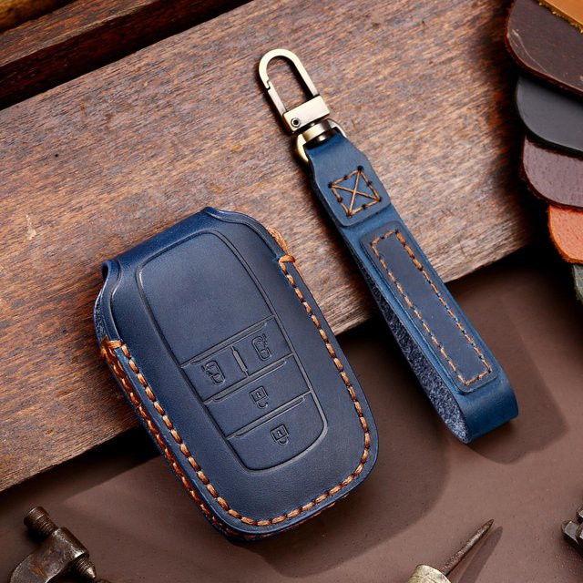 Leder Auto Schlüsselhülle Abdeckung für Toyota Land Cruiser Prado Crown Tlk 200 Yaris Cross Hilux Innova Fortuner Camry Rav4 Venza Sienna in Grau - Bild 1