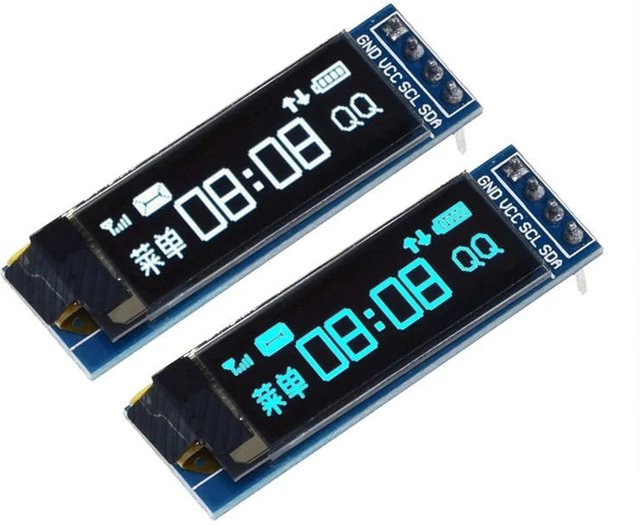 OLED Display Modul mit 0,91 Zoll Anzeige, SSD1306 LCD Bildschirm mit I2C-Schnittstelle, blau/weißes Licht, 3,3V/5V - Bild 1