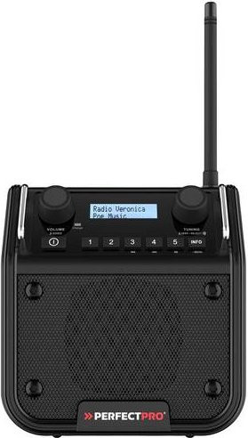PerfectPro DABPRO Baustellenradio mit DAB+, UKW, Bluetooth und AUX, stoßfest, spritzwassergeschützt und staubdicht, Schwarz - Bild 1