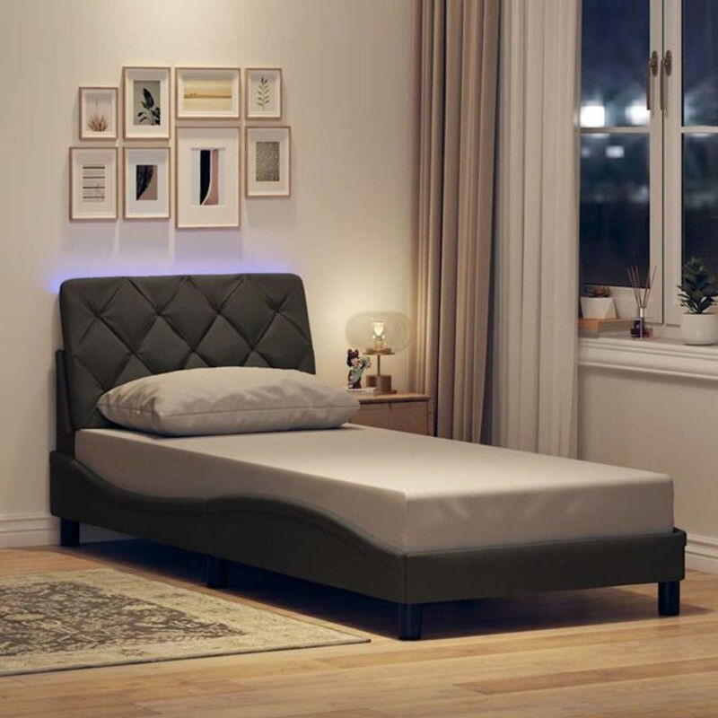 Modernes Polsterbett mit LED von vidaxl in Anthrazit, B/B: 80 x 200 cm - Bild 1
