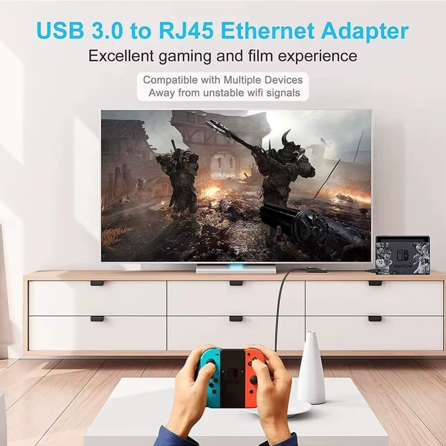 LccKaa USB-C auf RJ45 LAN Ethernet Adapter in Schwarz für 1000 Mbit/s mit Plug-and-Play Unterstützung für PC, MacBook, Windows und Laptop - Bild 4