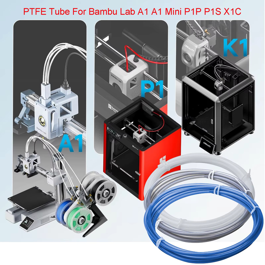 YUNSN 3D PTFE-Schlauch für Bambu Lab A1 Mini P1P P1S X1C und Creality K1 Ender 3 V3, Farbe: Grau, ID: 2,5 mm, OD: 4 mm - Bild 2