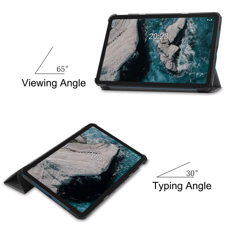 Magnetische Smart Cover Schutzhülle aus PU-Leder für Nokia T20 Tablet 10,4 Zoll in Grau - Bild 4