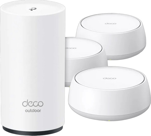 TP-Link Deco BE25 WiFi 7 Mesh-System 3er-Pack und Deco X50 Outdoor in Weiß - Bild 1