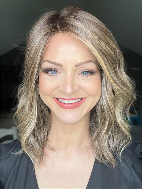 Echthaar Wasserwellen-Perücke, Balayage-Blond, 13 x 4 HD-Lace-Front, Damen - Bild 1