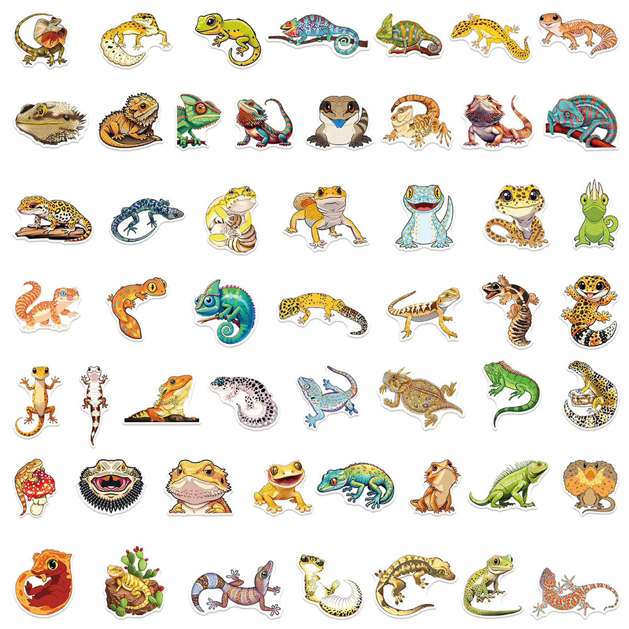 50 Stück Reptilien- und Eidechsen-Aufkleber, Cartoon-Gecko, PVC-Sticker - Bild 2