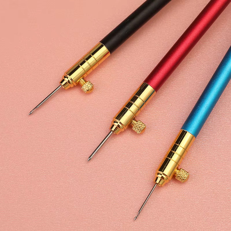 NOTIONSLAND Sticknadel-Set mit 3 Häkelhaken aus Edelstahl in Pink für Perlen und Pailletten - Bild 2