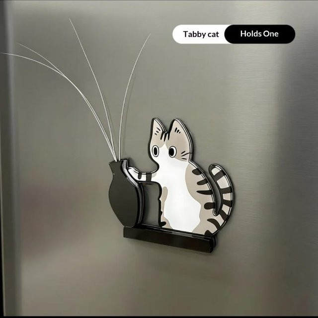 Binchi Magnetischer Kühlschrankmagnet in Weiß als Acryl Katzen Schnurrhaare Sammlung Ornamente und Aufbewahrungsvase für deine Dekoration - Bild 1