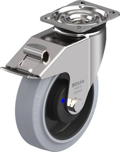 Blickle Lenkrolle LEX-POEV 160XKA-1-FI-SG mit Feststeller, Edelstahl, Schwarz-Grau, Rad-Durchmesser: 16 cm, Tragfähigkeit: 300 kg - Bild 1