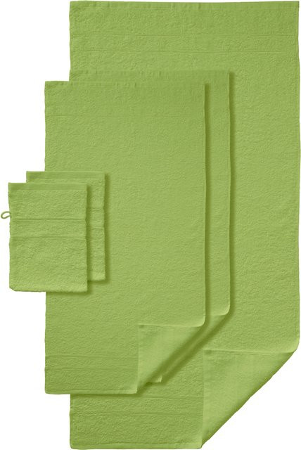 5-tlg. Frottier-Sparset wäschepur aus 100% Baumwolle in Green, flauschiges Walkfrottier - Bild 1