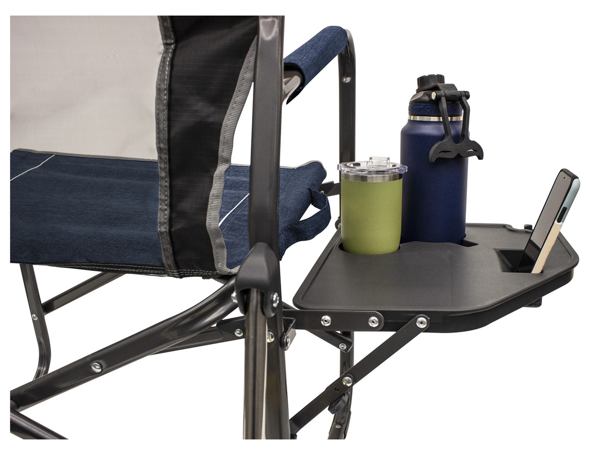 GCI Freestyle Rocker Campingstuhl mit Schaukelfunktion und Seitentisch, Farbe: Blau - Bild 2