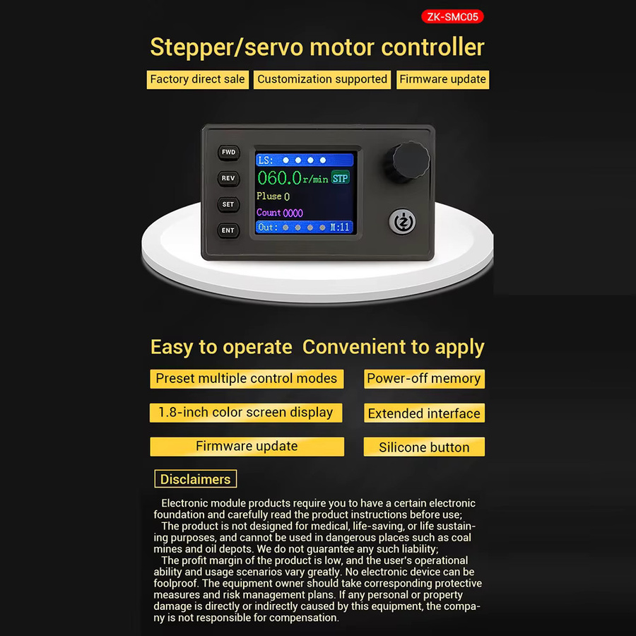Aideepen SMC05 Stepper-Servomotor-Pulsregler mit 2-Plattform-Steuerung über PC und Mobile App, SPS-Steuerung, 1Hz-200000Hz, Schwarz - Bild 2