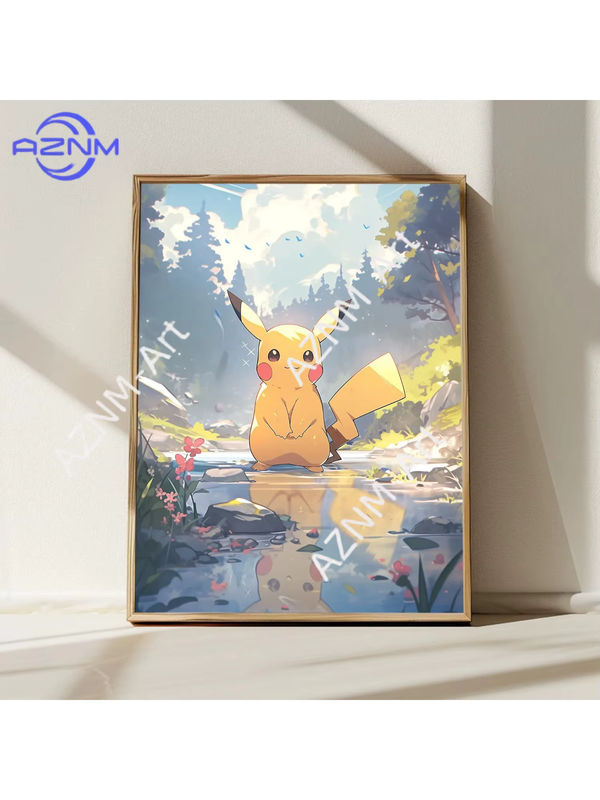 KAYOU Anime-Poster Pikachu in Naturlandschaft als Wandkunst im japanischen Kunststil, mehrfarbig, rechteckig, Wandmontage - Bild 6