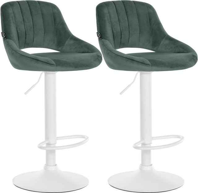 CLP Barhocker 2er Set Milet höhenverstellbar mit Lehne, gepolsterte Barstühle mit Samtbezug und drehbarem Metallgestell - Bild 1