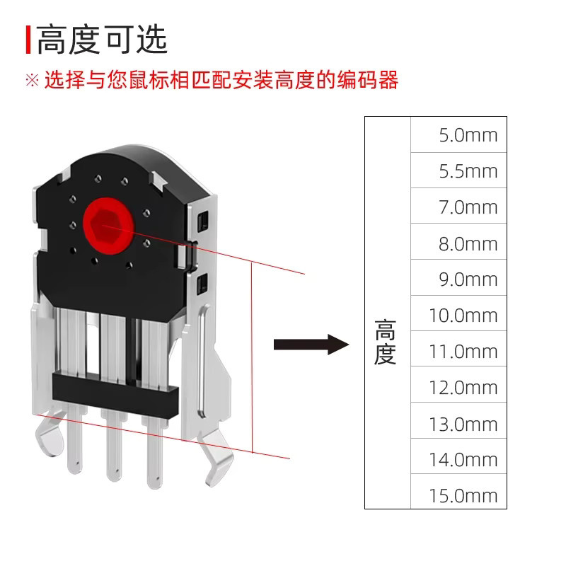Kailh Maus-Scrollrad-Encoder mit rotem Kern für PC-Mäuse, drehbarer Encoder mit 1,74 mm Lochgröße - Bild 3