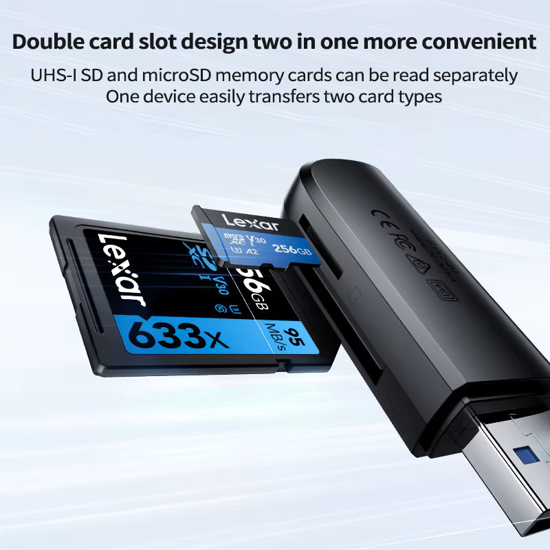 Lexar RW300U 2in1 USB 3.2 Gen1 Kartenleser für MicroSD und SD-Karten in Schwarz - Bild 3
